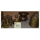 Brass Items-Music Box, Spittoon, Gong, Ink Well