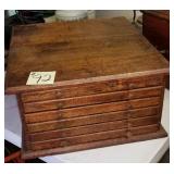 Antique Oak Type Set Cabinet 21" X 22" X 12" tall