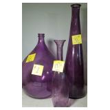 3 Decorative Purple Vases