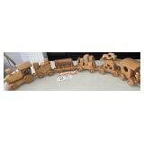 Wood Toy Train Set & Slide Whistle