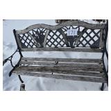 Garden Bench, Wood Iron & Plastic on Back-