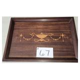 Inlaid Mahogany Wood Serving Tray