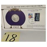 1897 S Morgan Silver Dollar & Stamps