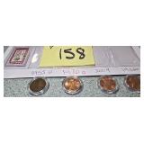 4 Pennies, One Stamp, 1955 D, 1970 D, 2009, 1966