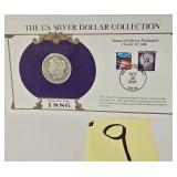 1886 O Morgan Silver Dollar & Stamps