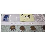 4 Pennies, One Stamp, 1932, 1915, 1909, 1922 D