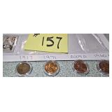 4 Pennies, One Stamp, 1917, 1971, 2009 D, 1960 D