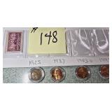 4 Pennies, One Stamp, 1925, 1987, 1983 D, 1993