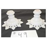 Pr Westmoreland Milk Glass Candlesticks,