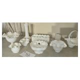 9 pcs Fenton Milk Glass