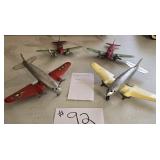 4 Wyandotte Metal Toy Planes 1930ï¿½s-50s