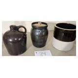3pcs of Stoneware, Jug & Crocks