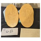 2 Deer Skin Hand Tooled Native American Plaques