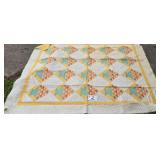 Antique Hand Made Quilt, Basket Block 66 X 82