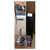 Audio-Visual Storage Tower & Box of VHS Tapes