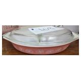 Vintage Pink Pyrex Divided Dish