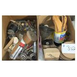 2 Boxes, Oil Cans, Tools, Funnels, Tape & more
