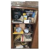 Large Wood Cabinet 26 X 56 X 17 & Contents,