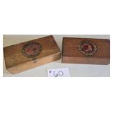2 Antique Wood Shoe Boxes