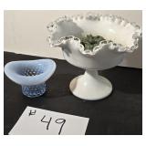 2 pcs Fenton Glass, Planter & Hat Cup