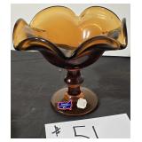 Imperial Amber Glass Fluted Compote 5 1/2ï¿½ tall