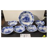 7 pcs Warwick China Flo Blue Berry Bowl Set