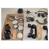 Flat of Antique & Vintage Phone Parts,