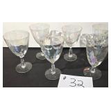 6 Fostoria Iridescent Glasses