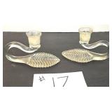 Pair of Feather Base Candle Holders