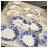 5 pcs of Flo Blue China, 6 pcs of Dresden China