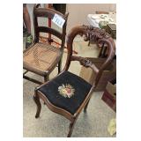 2 Wooden Chairs, one Double Rose Back