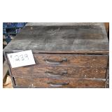 Antique 3 Drawer Oak Tool Box