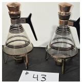 Pair MCM Inlaid Glass Coffee Carafe