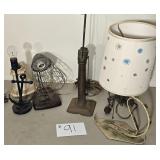 4 Vintage Lamps/Lights Various Styles