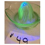 Uranium Glass Juicer, Small Chips on the Handle
