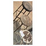 3 Antique Stools-Basement