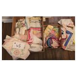 Boxes Of Vintage Kitchen Soft Goods, Hot Pads,