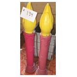 Vintage Blow-Mold Christmas Candles 32' tall-