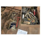 Flat of Tools, Wrenches, Plumb Bobs & more-