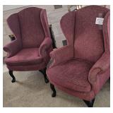 Pair of Queen Anne Fire Side Wing Back Chairs
