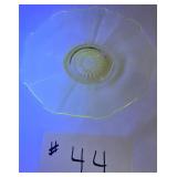 Rare Pink Vaseline Uranium Glass Cake Plate