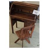 Vintage Child's Roll Top Desk & Chair 27 X 35 X 16