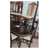Antique Walnut Spencer Co. Dining Table & 6