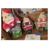 3 Antique Chalk Ware Santa Banks 13'