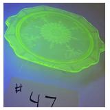 Uranium Glass Footed Serving Plate