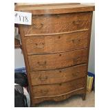 Antique 5 Drawer Oak Chest 32 X 20 X 50