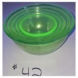 Hazel Atlas? 5 pc Uranium Glass Nesting Bowls