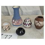 5 pcs Southwestern Pottery, Swift Eagle, Sioux,