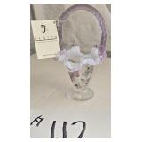 Fenton Glass Basket Handpainted by R. Bauman