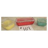3 Jeanette Glass Refrigerator Dishes